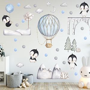 Набір наклейок на стіну GRAZDesign Пінгвіни та повітряна куля 100 x 57 см - Фото 1