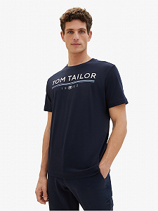 Футболка  WITH A LOGO PRIN 1040988-10668 Tom Tailor Темно-синій M - Фото 1