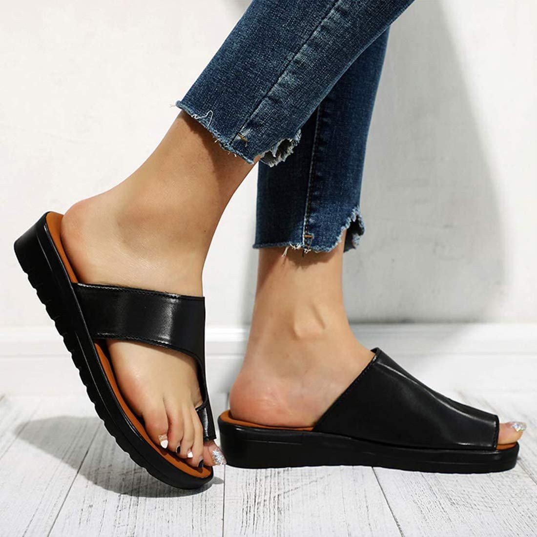 Женские Шлепанцы Платформа Ортопедическая обувь PU Кожа, фото №4