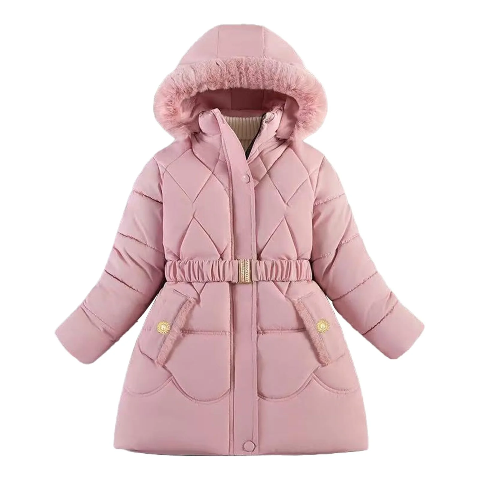 Зимова Куртка для Дівчаток Sfwqoifou, з хутряним капюшоном, фото №4