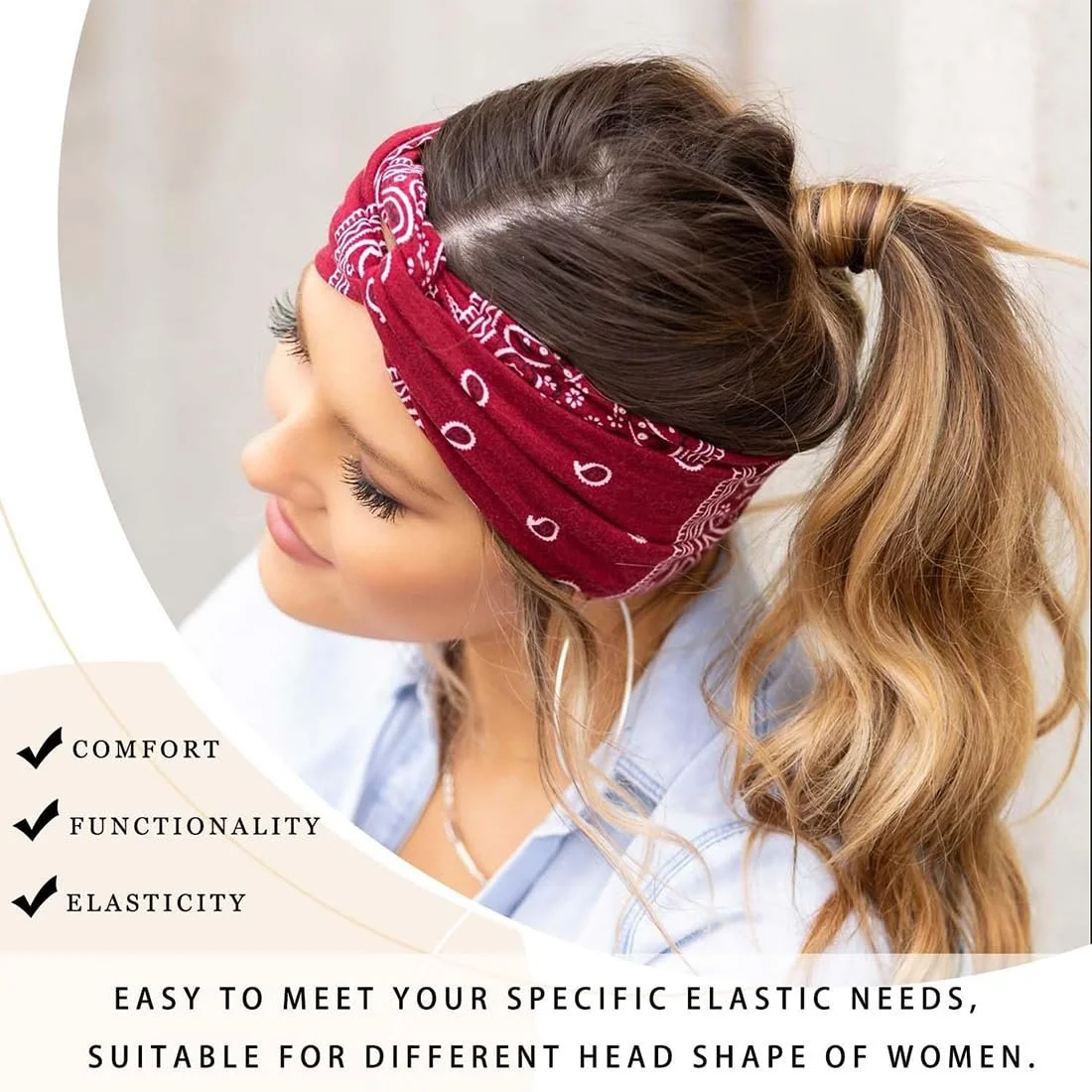 Пов'язка Еластична Широка М'яка 4 шт. Літня Богемна, фото №2