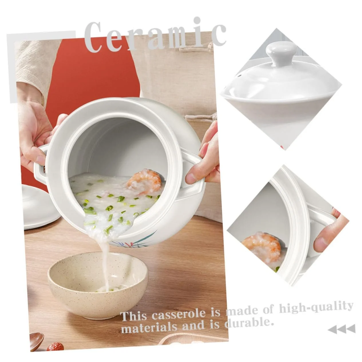 Кастрюля для супа керамическая термостойкая антипригарная, фото №3