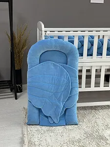 Кокон з крилами матрасик виймається Велюр блакитний - Фото 1