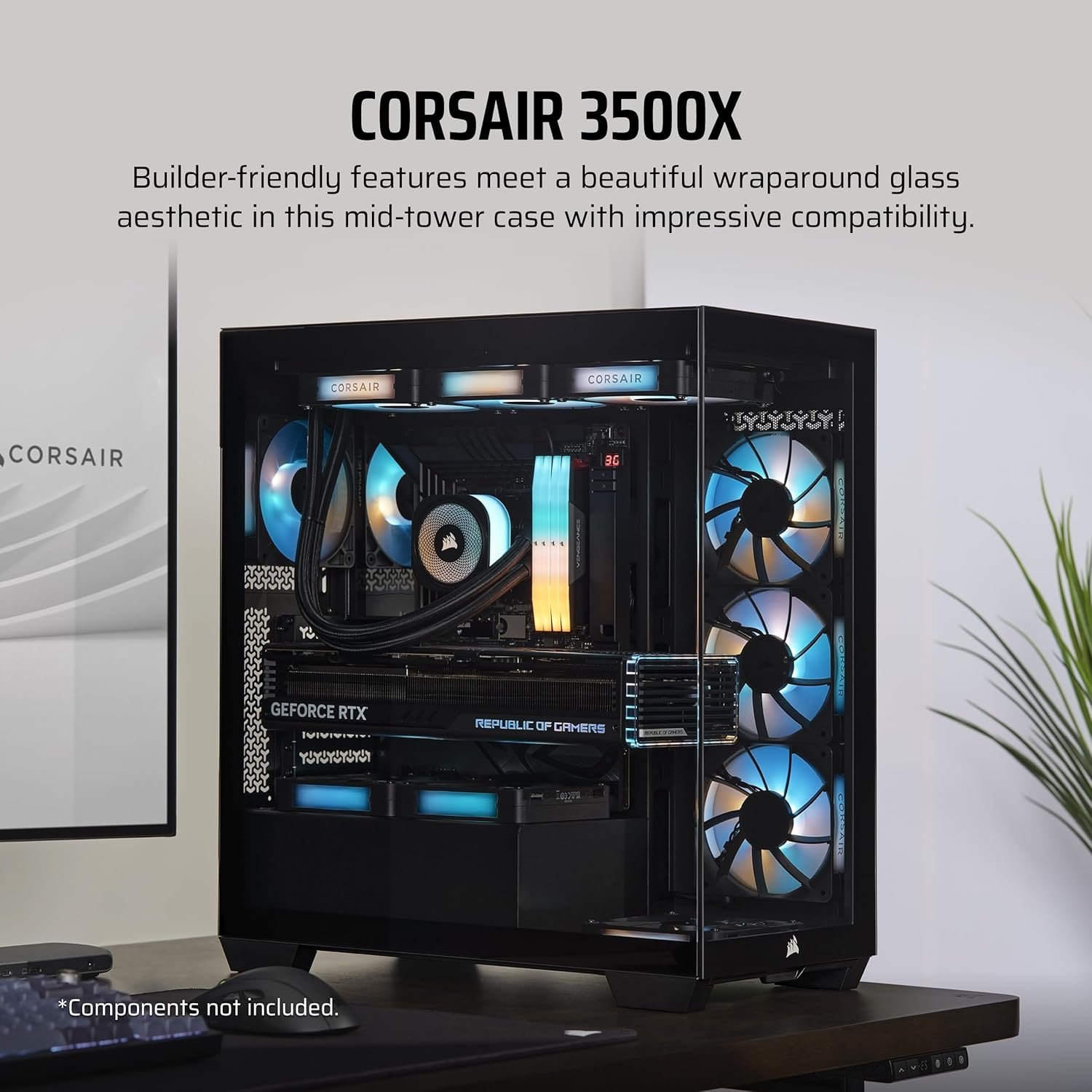 Корпус для ПК CORSAIR 3500X / без БП / Черный, фото №4
