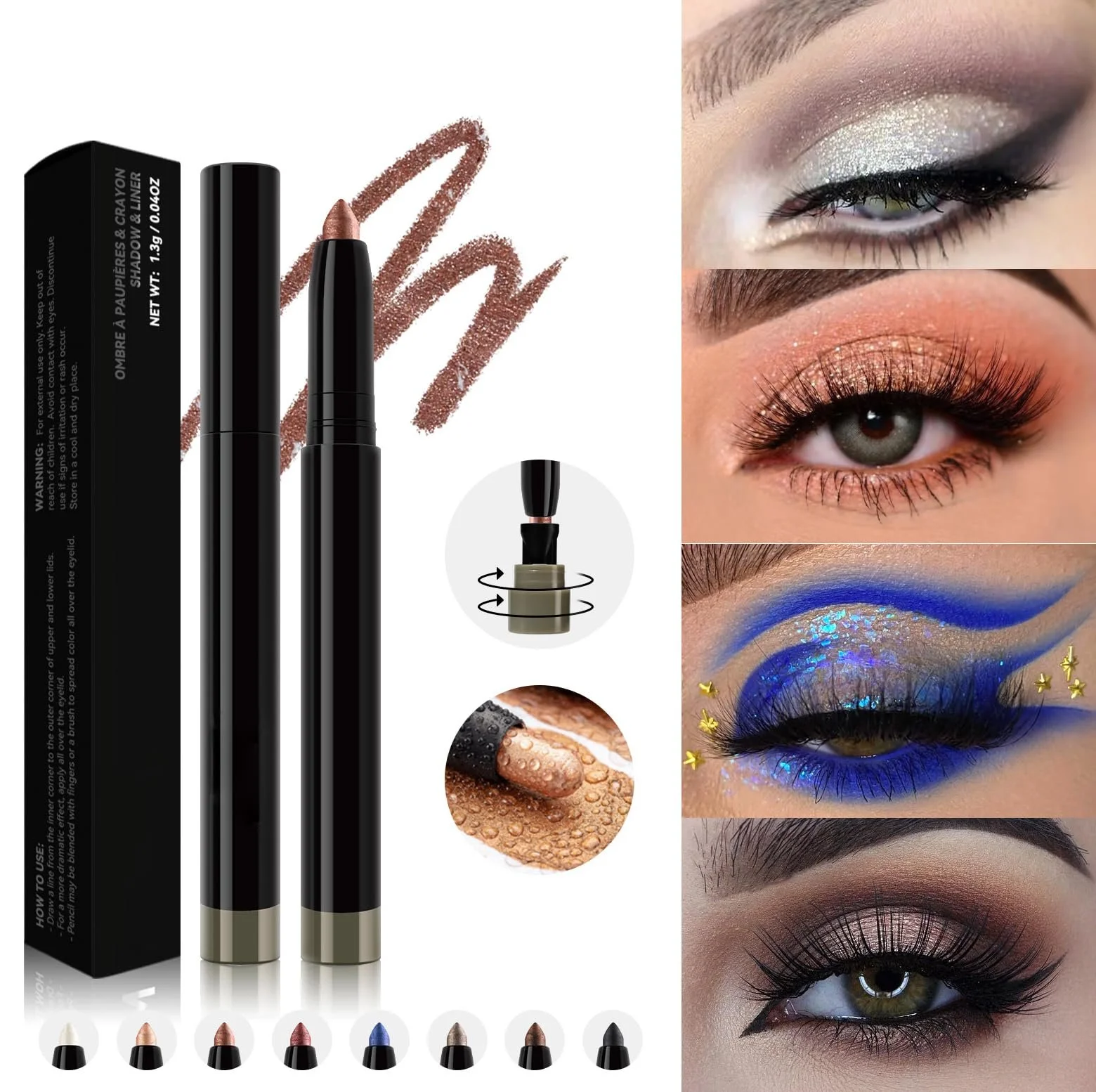 Олівець Тіні для повік Перламутровий Стійкий сяючий, фото №3