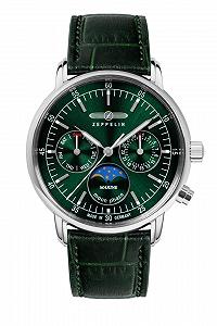 Жіночий годинник Zeppelin LZ 14 Marine Moon Phase Зелений 8635-4, Champagne/темно-коричневий, Ремінець. - Фото 1