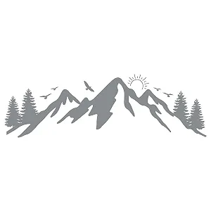 Наклейка на стіну GRAZDesign Гори з заходом сонця Кемпінг Подорож 128 x 40 см Середньо-сірий synthetic.ua - Фото 1