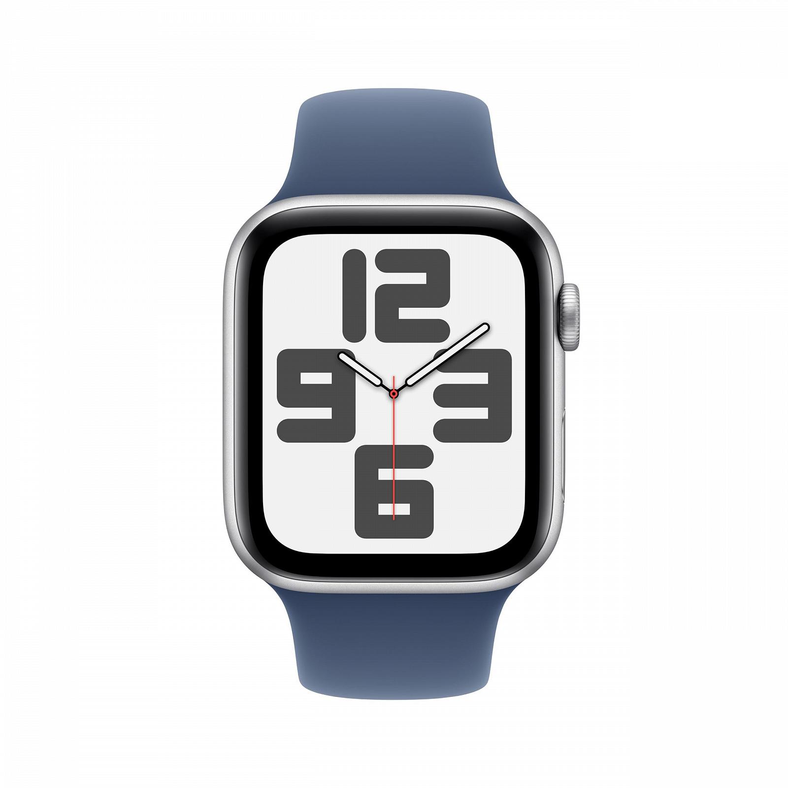 Смарт-часы Apple Watch SE (2nd Generation) GPS + Cellular 44mm, алюминиевый корпус серебристого цвета, спортивный ремешок из денима (S/M). Трекер фитнеса и сна, обнаружение аварий, монитор сердечного ритма, фото №2