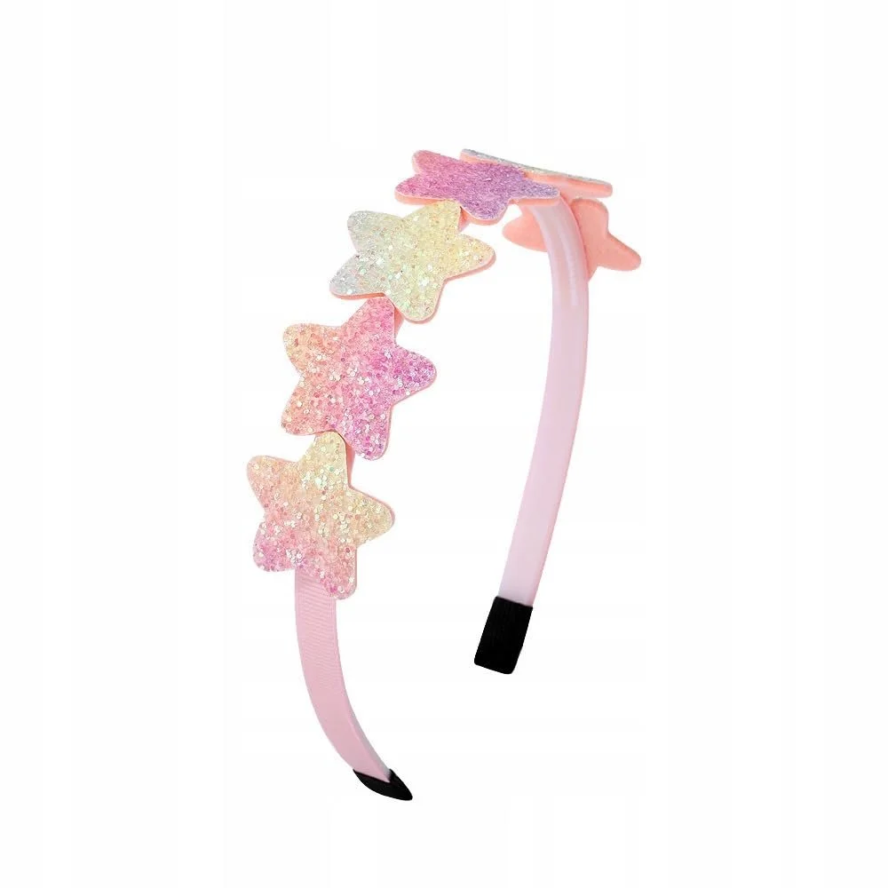 Набір дитячих обручів для волосся 4 шт Блискітки Серця та Зірки, фото №3