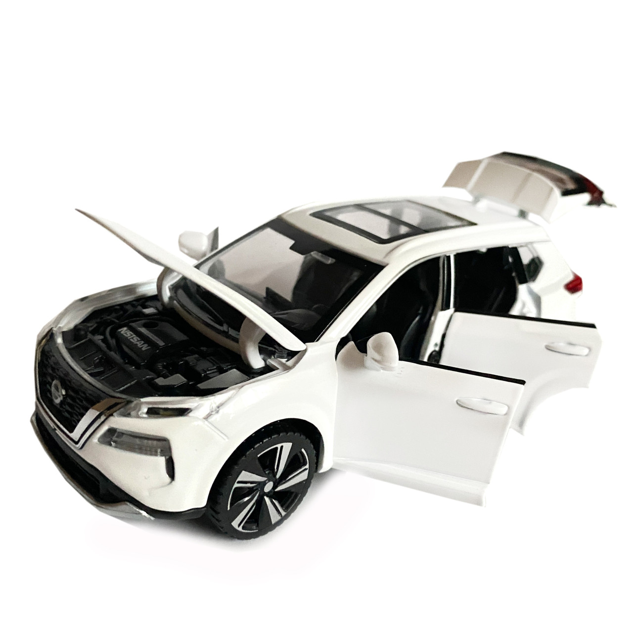 Игрушечная машинка металлическая Nissan X-Trail VC-Turbo 300 ниссан белая звук свет инерция откр двери, фото №5