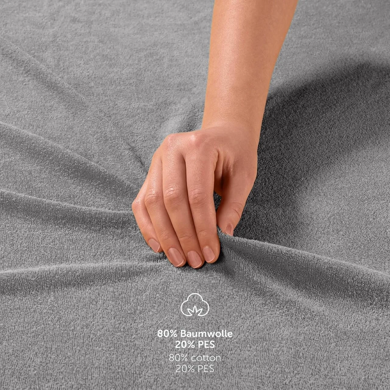 Простирадло на гумці Terry Blumtal 180 x 200 см Сірий, фото №4 Простирадло на гумці Terry Blumtal 180 x 200 см Сірий, фото №4