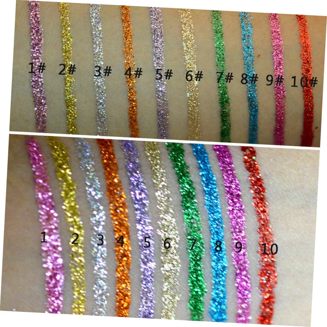 Жидкая Подводка для глаз minkissy 10шт с блестками, фото №6