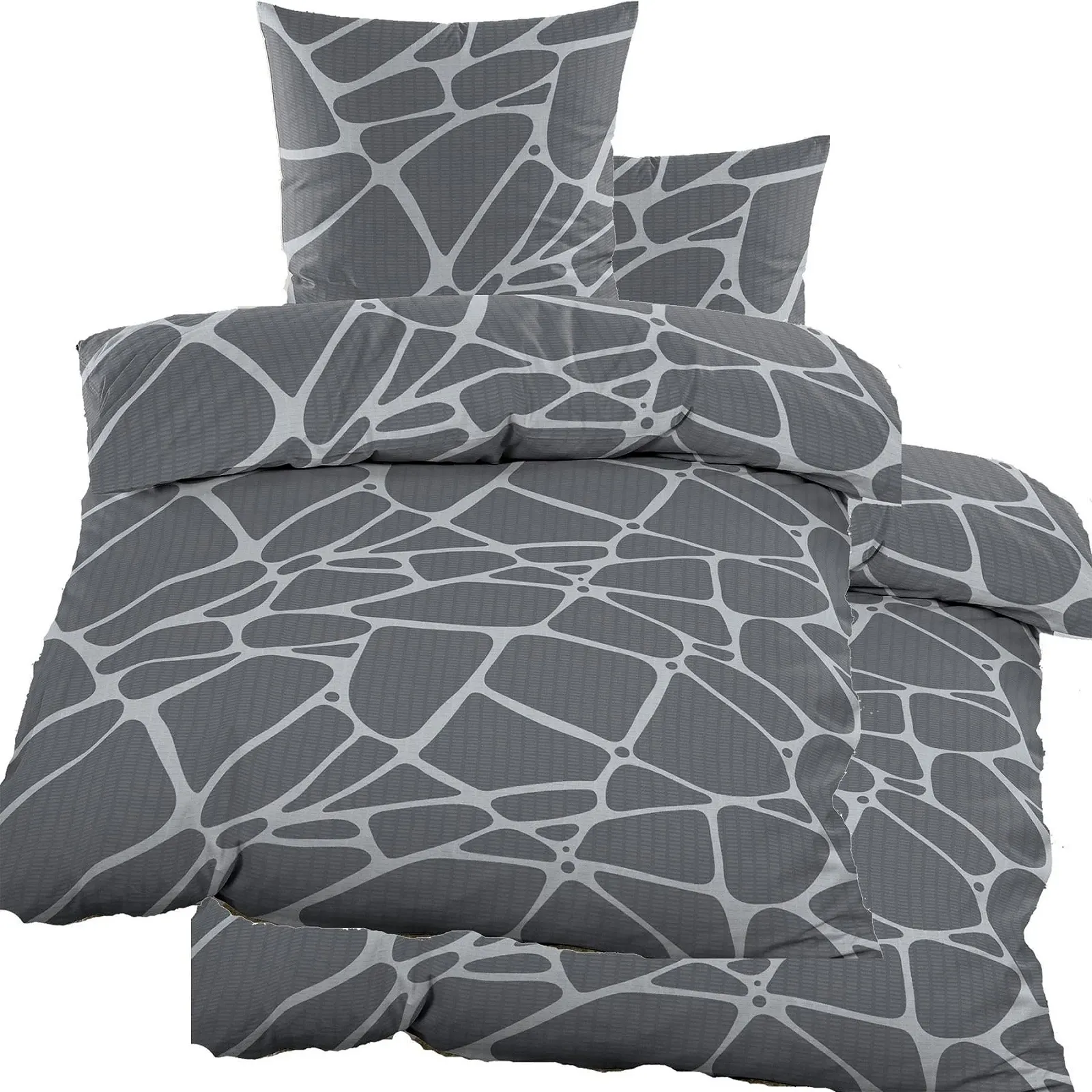 Постільна білизна KH-Haushaltshandel 4 предмети Жатка (Seersucker) Мікрофібра Сіра 135 х 200 см 80 х 80 см, фото №1