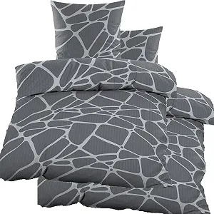 Постільна білизна KH-Haushaltshandel 4 предмети Жатка (Seersucker) Мікрофібра Сіра 135 х 200 см 80 х 80 см - Фото 1