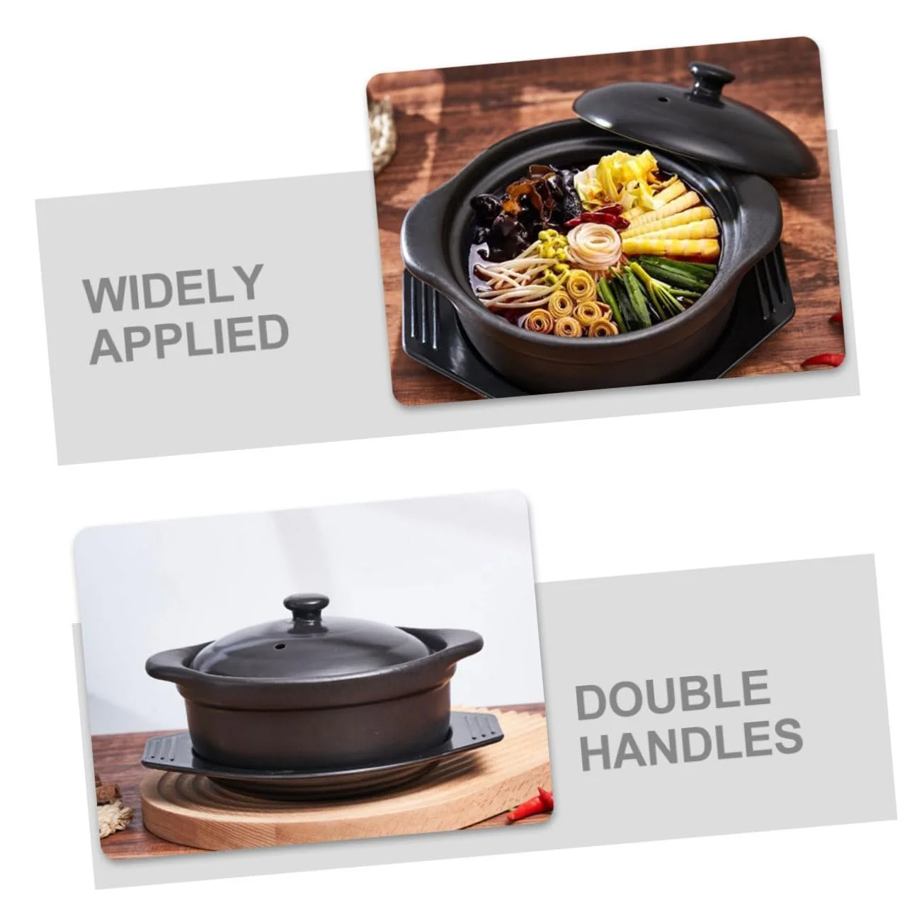 Кастрюля Керамическая с крышкой 1,26 л Двойная ручка Антипригарная, фото №6