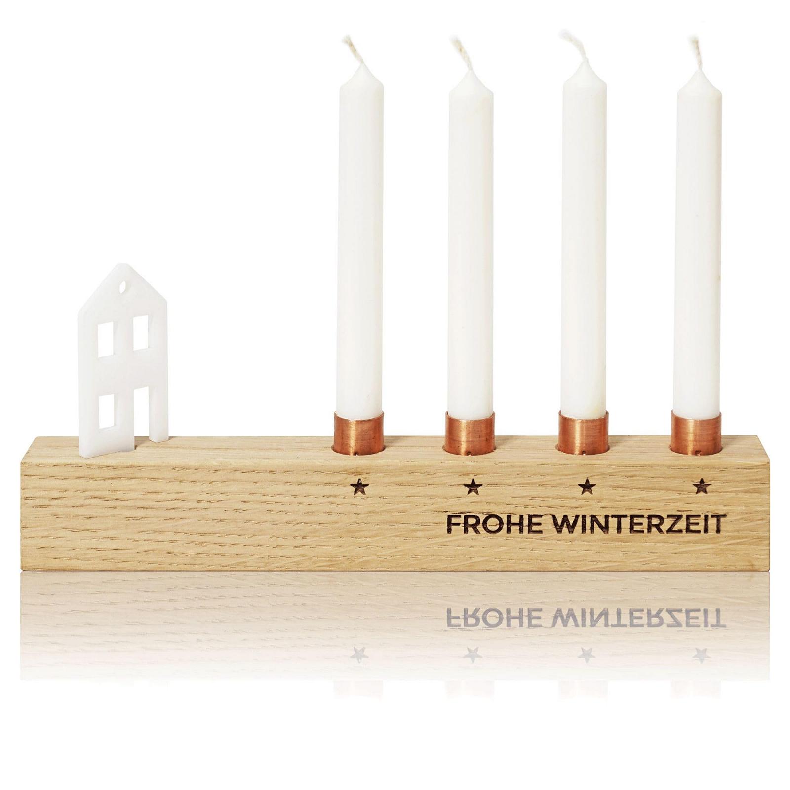 Свечник деревянный Advent Light для 4 деревянных свечей свечная полоска альтернатива рождественскому венку дубовый, фото №1