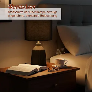 Настільна лампа Relaxdays з візерунчастою керамічною основою та тканинним абажуром E14 42 x 23 см Чорний synthetic.ua - Фото 1