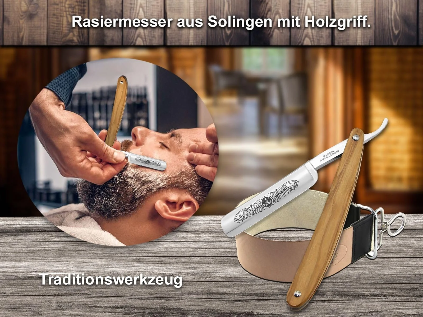 Набір для гоління Solinger Premium небезпечна бритва з шкіряним ременем для правки, фото №6 Набір для гоління Solinger Premium небезпечна бритва з шкіряним ременем для правки, фото №6