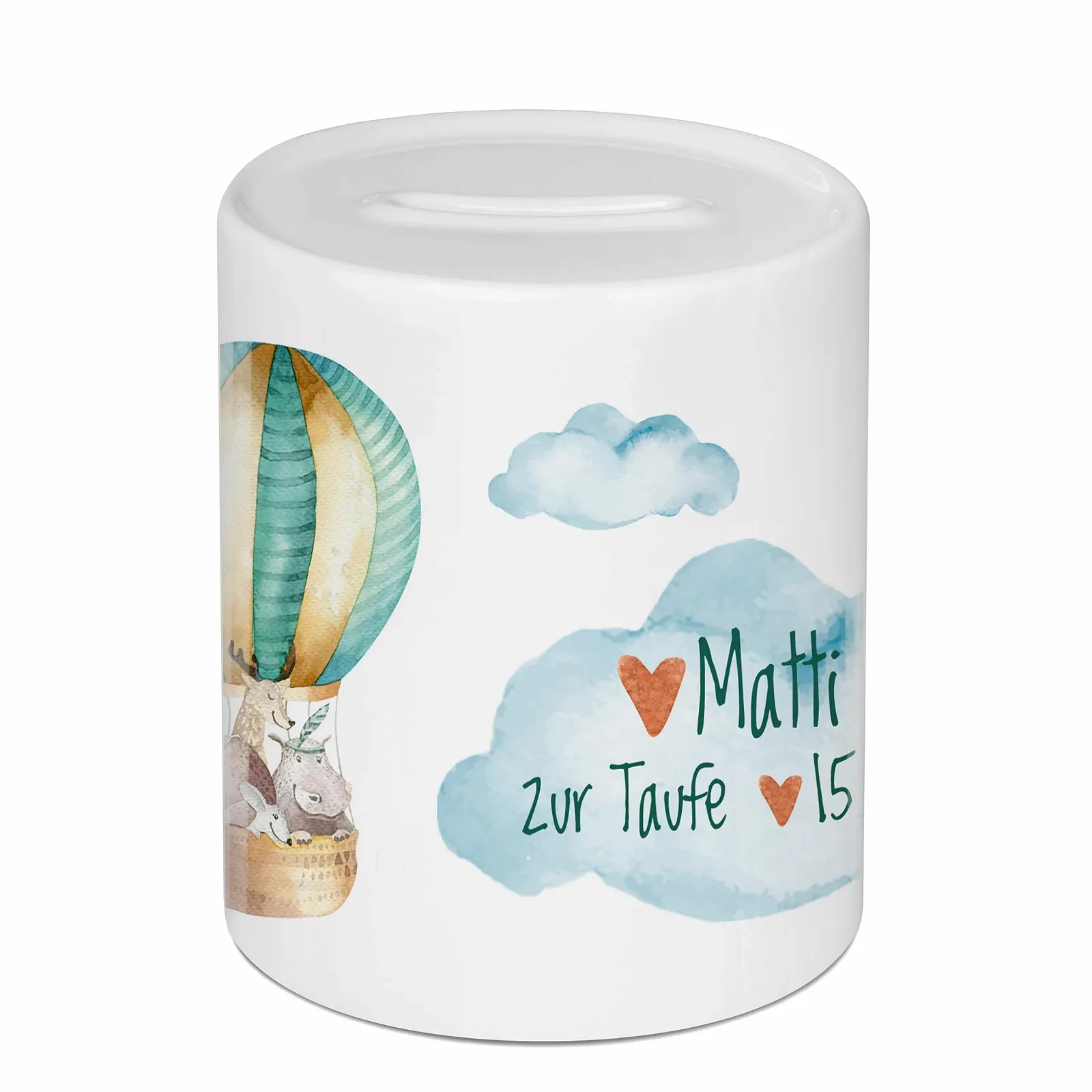 Скарбничка GRAZDesign Hot Air Balloon персоналізована керамічна, фото №1