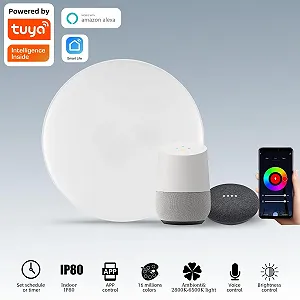 Светильник Horevo Smart 28 W LED WiFi с пультом ДУ, совместимый с Alexa Google Home, 28 см, регулируемая смена цвета для детской комнаты, спальни, гостиной synthetic.ua - Фото 1