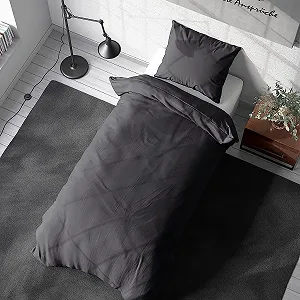 Комплект постільної білизни Visaggio 4 шт. 155 x 220 см мікрофібра однотонний на блискавці антрацит synthetic.ua - Фото 1