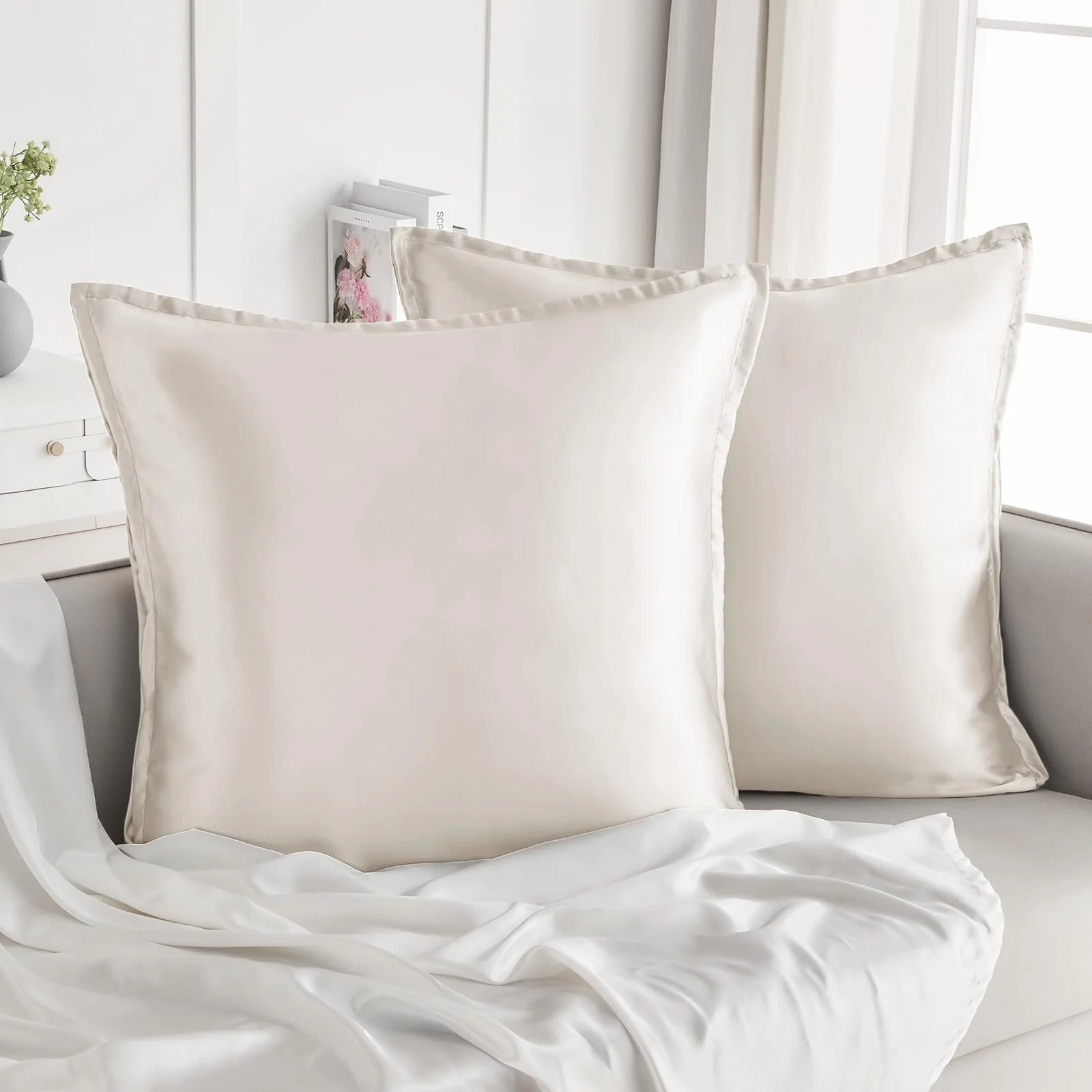 Набор наволочек атласных Vielit 2 шт 80 x 80 см с молнией, бежевый, фото №6 Набор наволочек атласных Vielit 2 шт 80 x 80 см с молнией, бежевый, фото №6