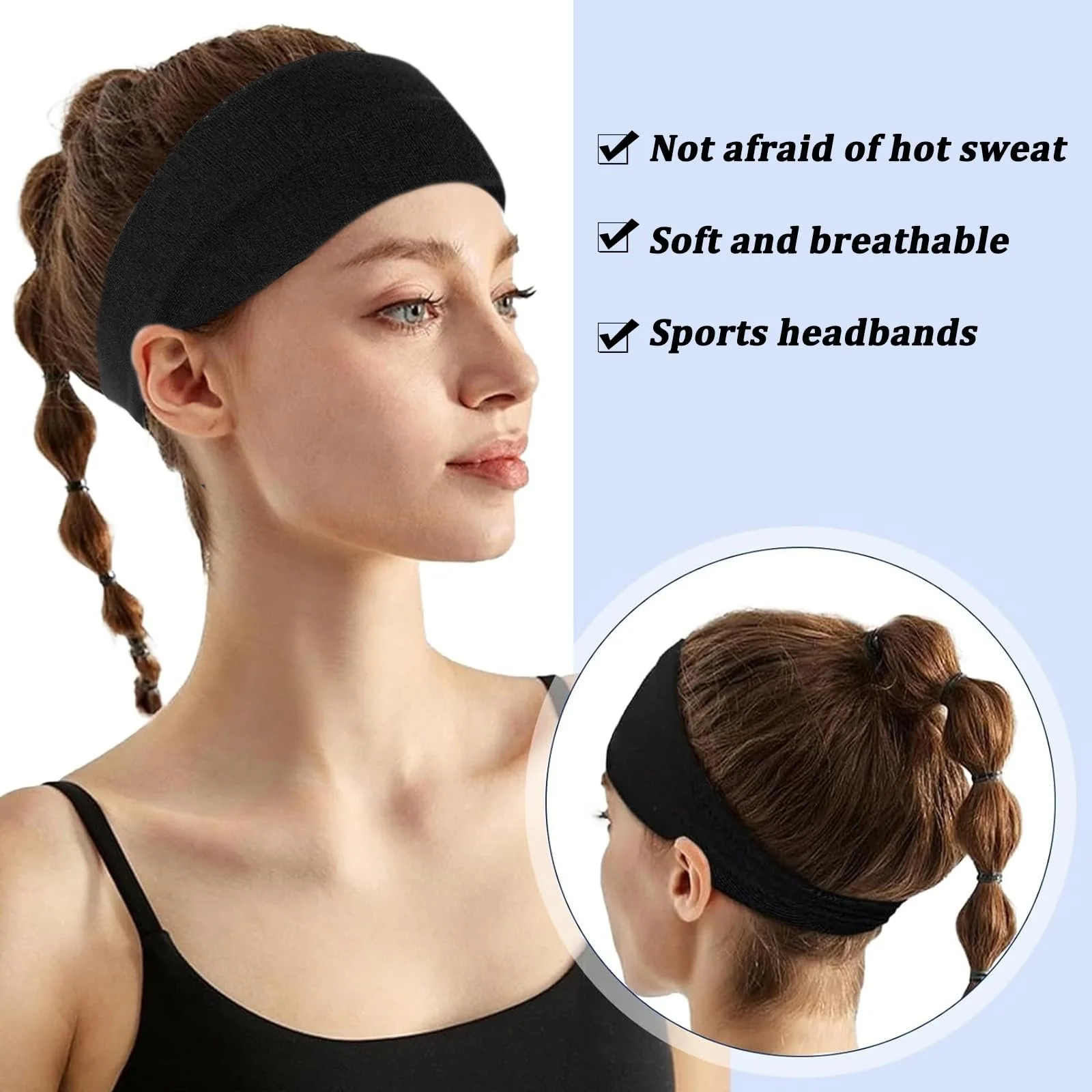 Набір з 3 чорних пов'язок для волосся жіноча, фото №3