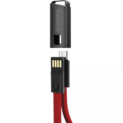 Дата кабель USB 2.0 AM to Micro 5P 0.22m red ColorWay (CW-CBUM022-RD), фото №3