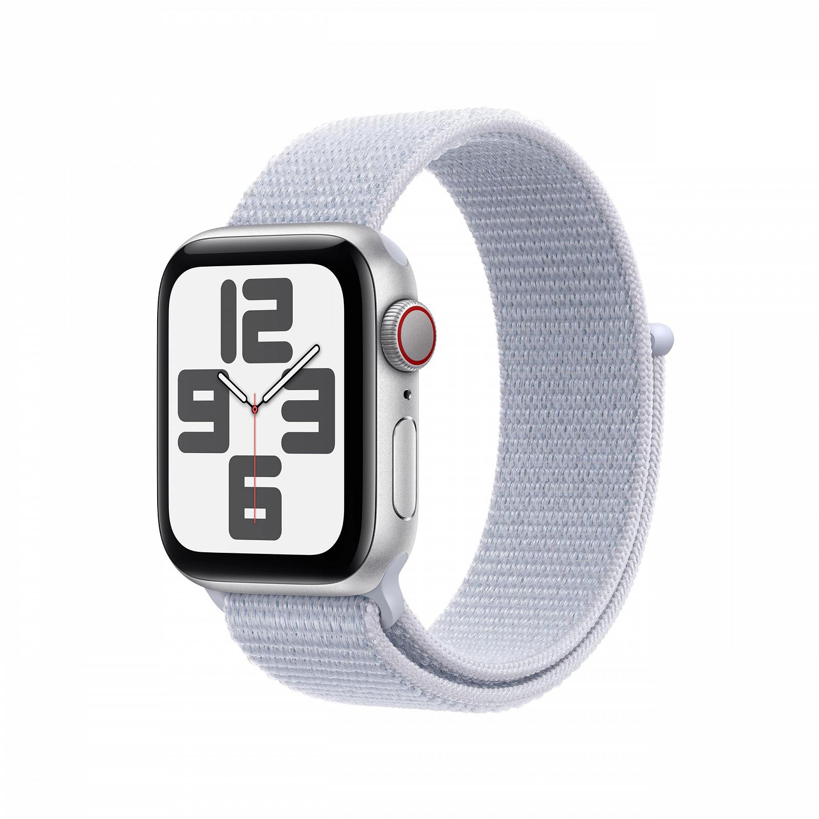 Смарт-часы Apple Watch SE (2nd Generation) GPS + Cellular 40mm, алюминиевый корпус серебристого цвета, спортивный ремешок Blue Cloud (One Size), фото №1