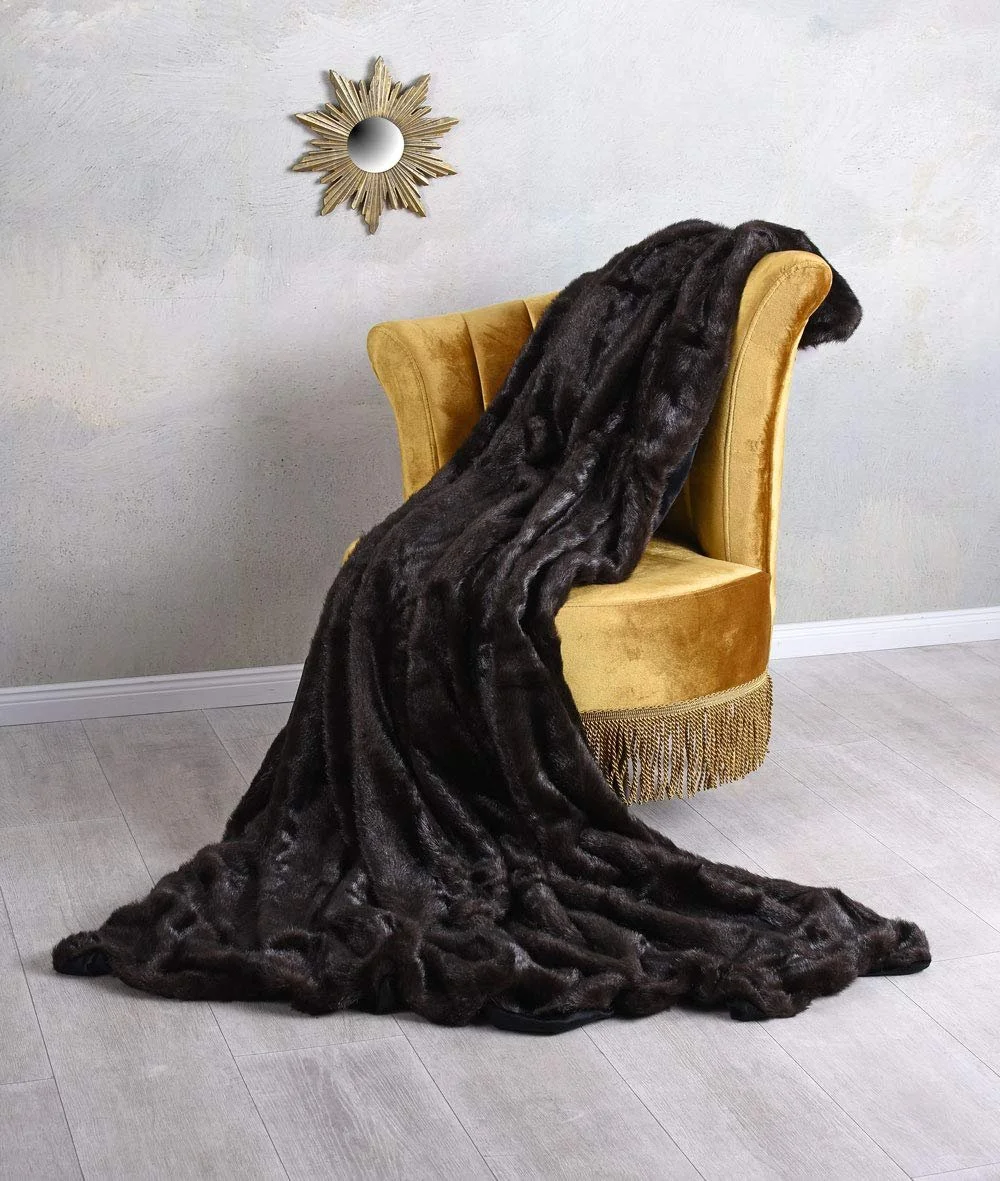 Одеяло Palazzo Luxury из искусственного меха норки 160 x 200 см с мягкой флисовой подкладкой для зимнего тепла pda001, фото №4