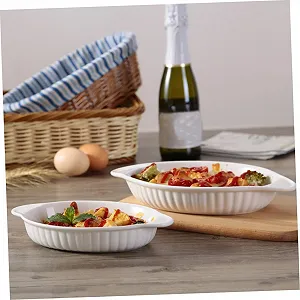 Керамическая форма для запекания овальная с двойными ручками термостойкая synthetic.ua - Фото 1