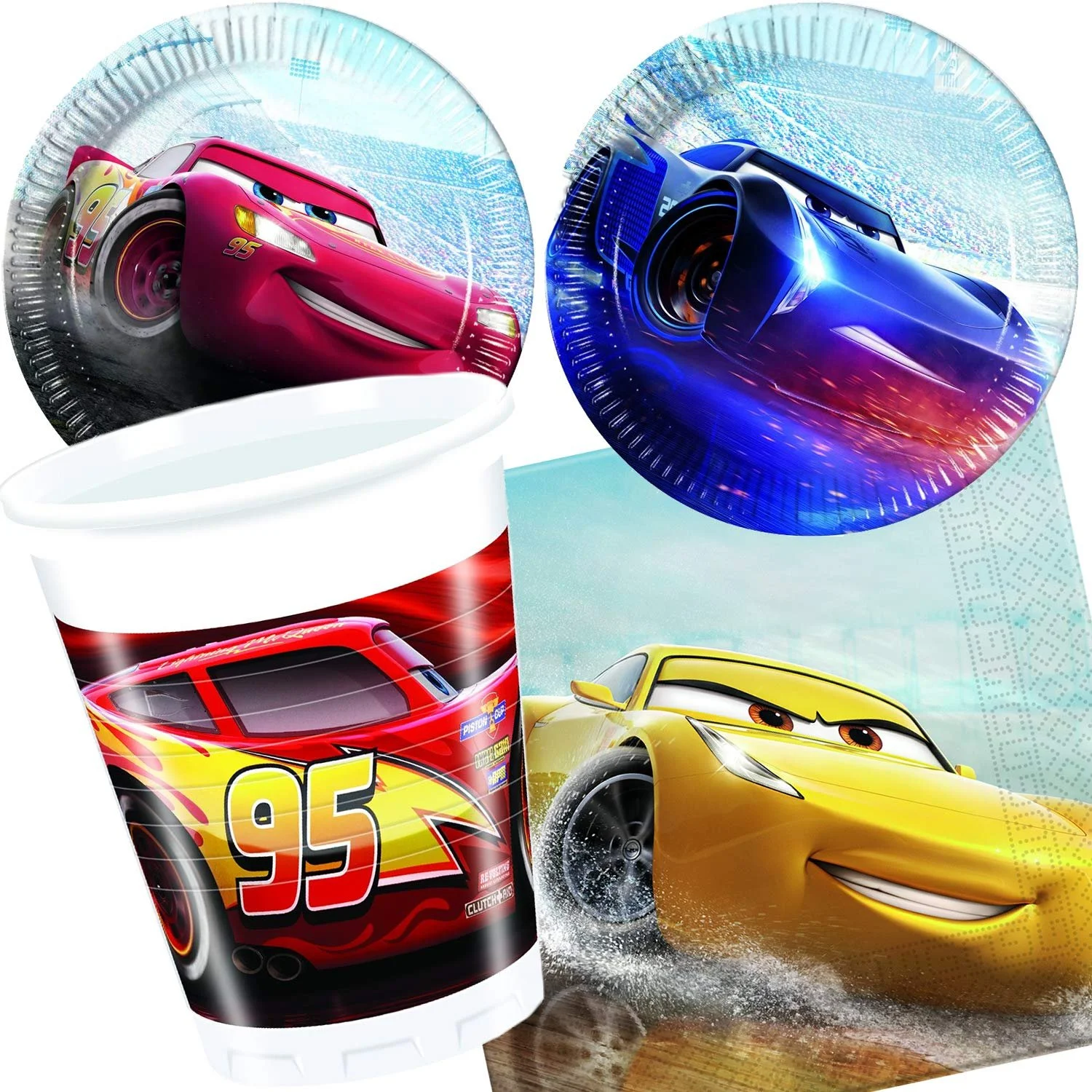 Набор посуды для вечеринки Procos Cars Legend тарелки, стаканы, салфетки, украшения, фото №1 Набор посуды для вечеринки Procos Cars Legend тарелки, стаканы, салфетки, украшения, фото №1