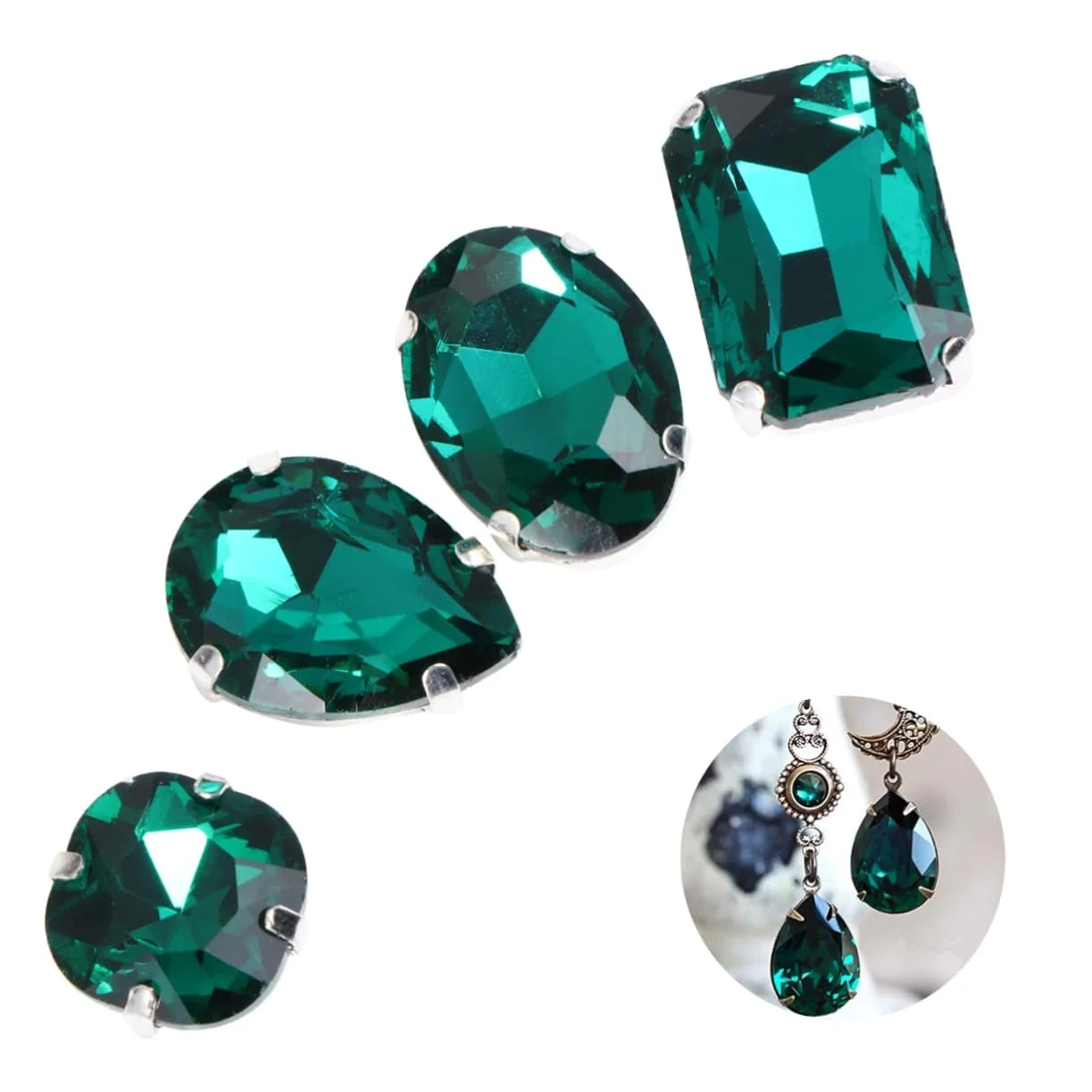 Стрази Акрилові STOBOK Кольорові Каплевидні Зелені, 50 шт., фото №1