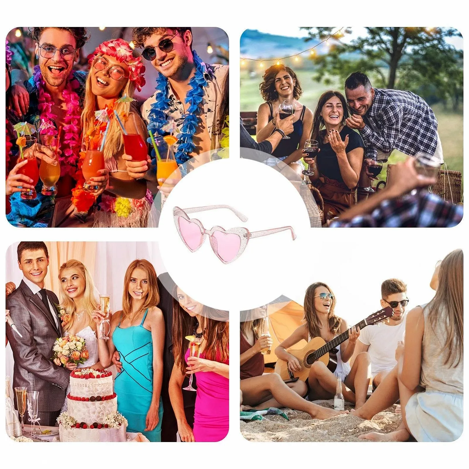 Солнцезащитные Очки Moxeupon Сердцевидные Модные Ретро Прозрачные Разноцветные, фото №3