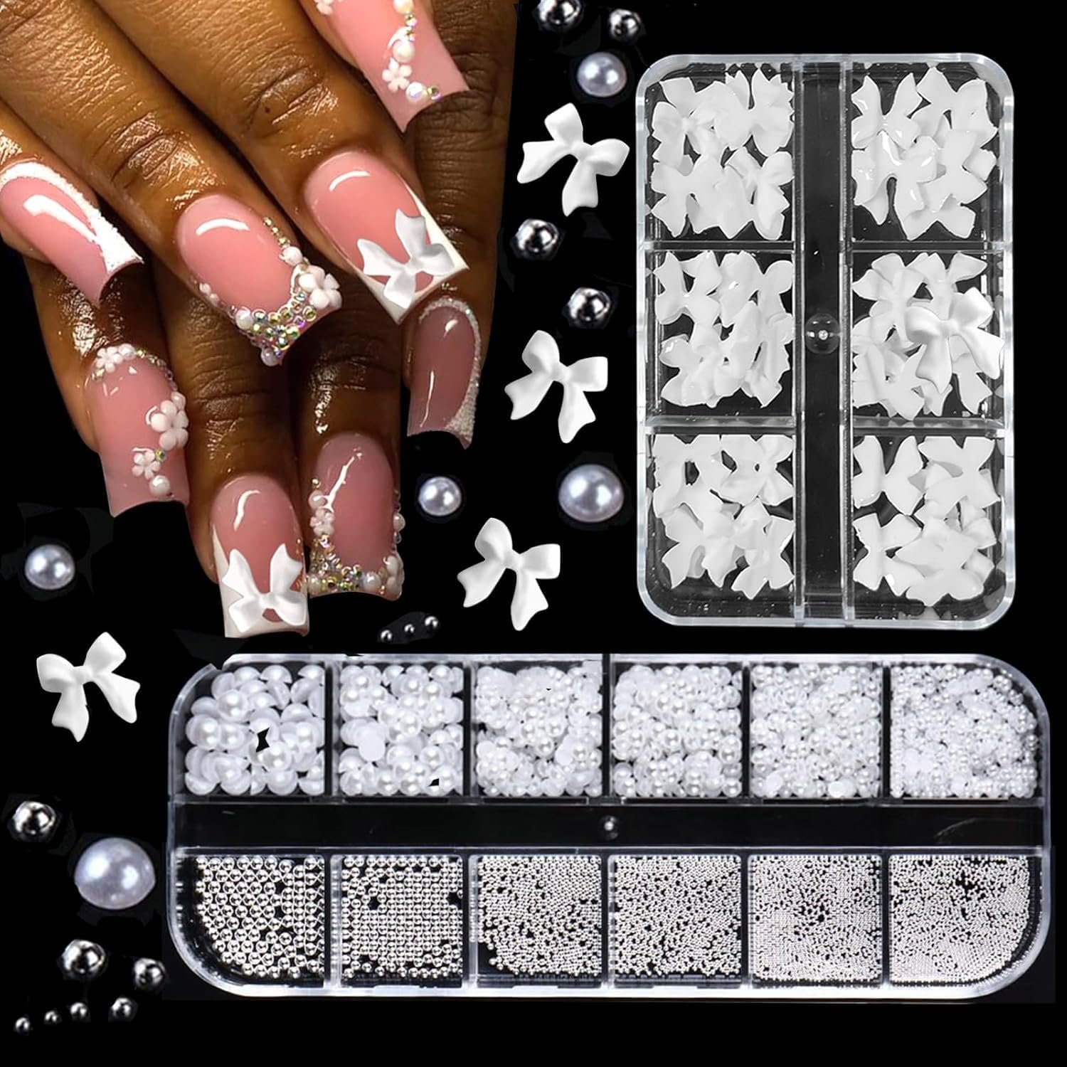 Стрази для нігтів, 2 коробки, перлини, плоскі намистини, підвіски, фото №1 Стрази для нігтів, 2 коробки, перлини, плоскі намистини, підвіски, фото №1