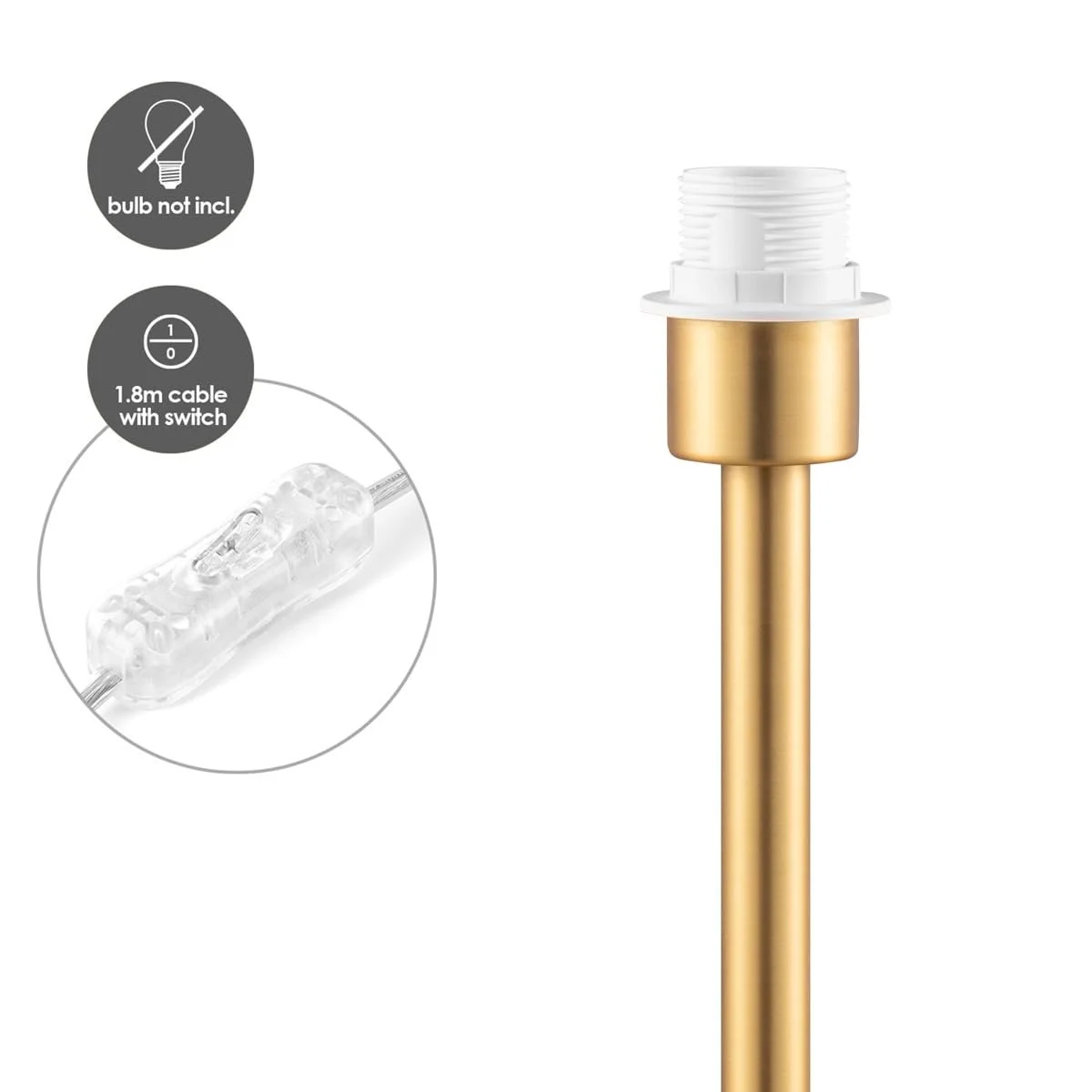 Настільна лампа Home Sweet Home Largo Modern 30/30/38 см латунь метал E27 зі шнуровим вимикачем біла, фото №4