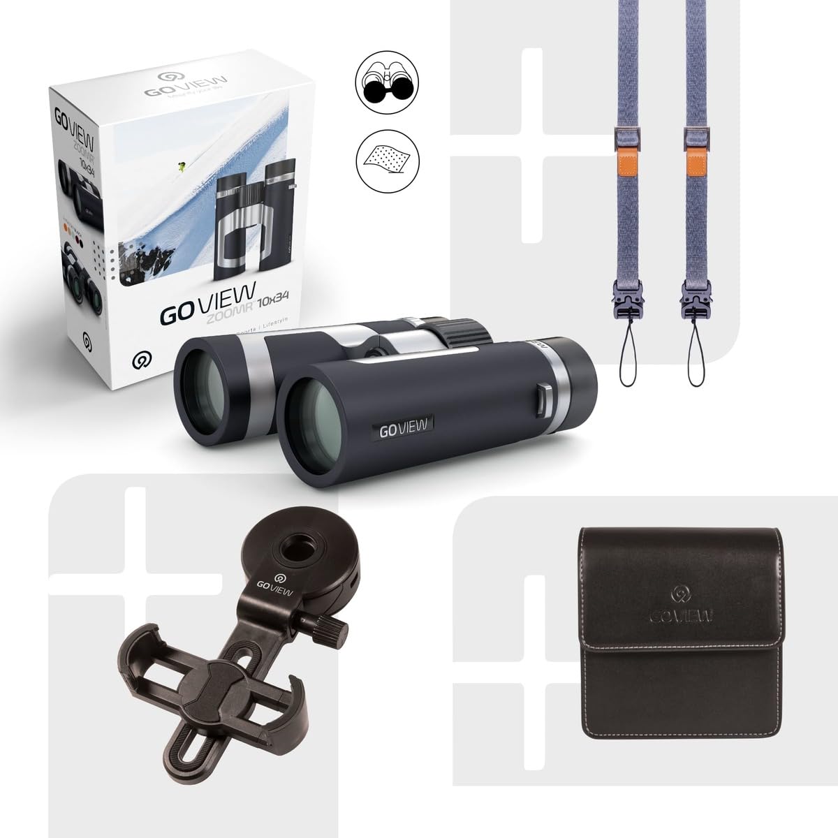 Бінокль GoView ZOOMR 10x34 Компактний Портативний Phantom Black, фото №4