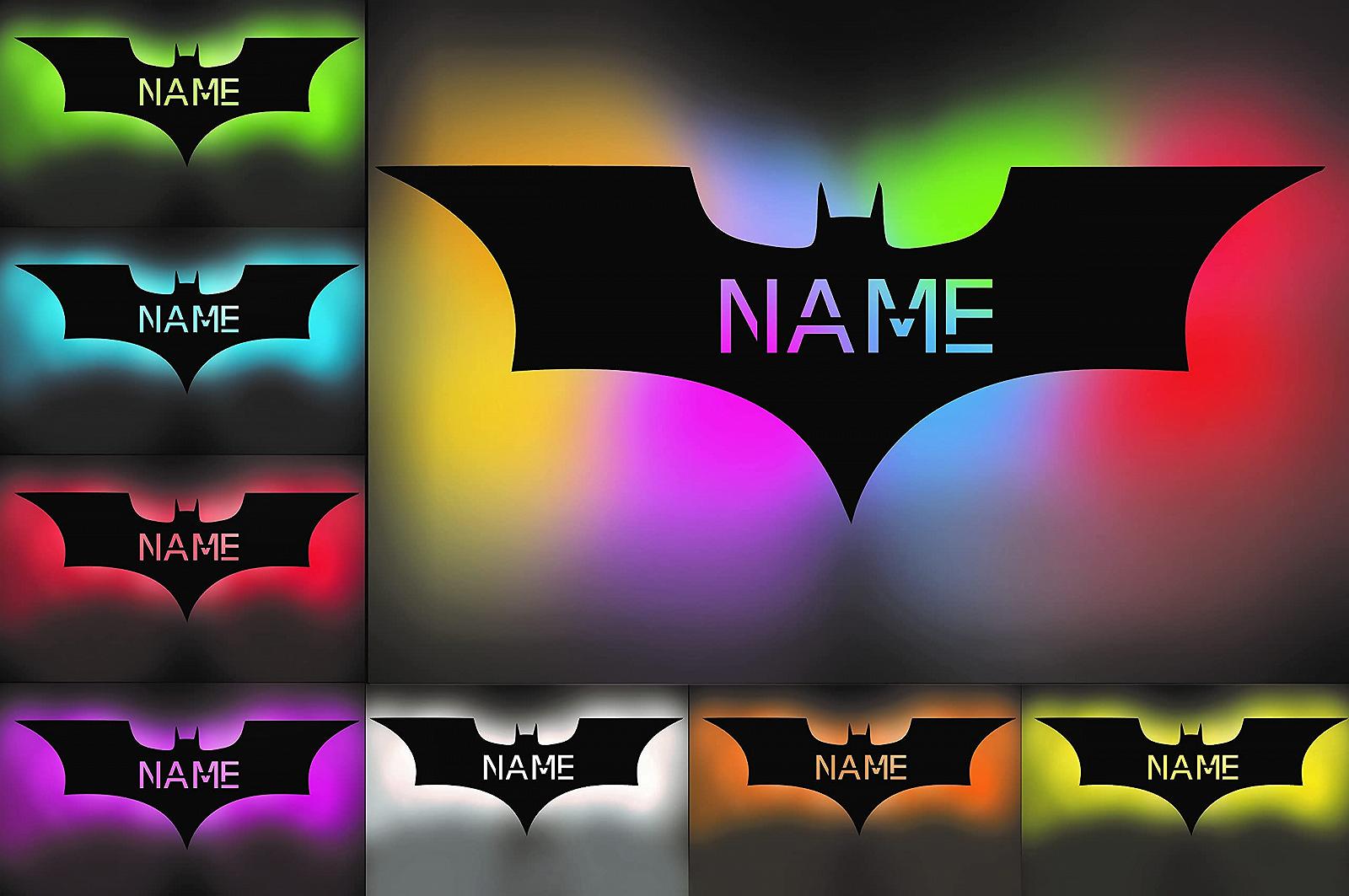 Светильник LEON - FOLIEN Bat LED RGB Персонализированный с вашим именем 16 USB LED цветов Подарок в 13 цветах MDF Wood, фото №2