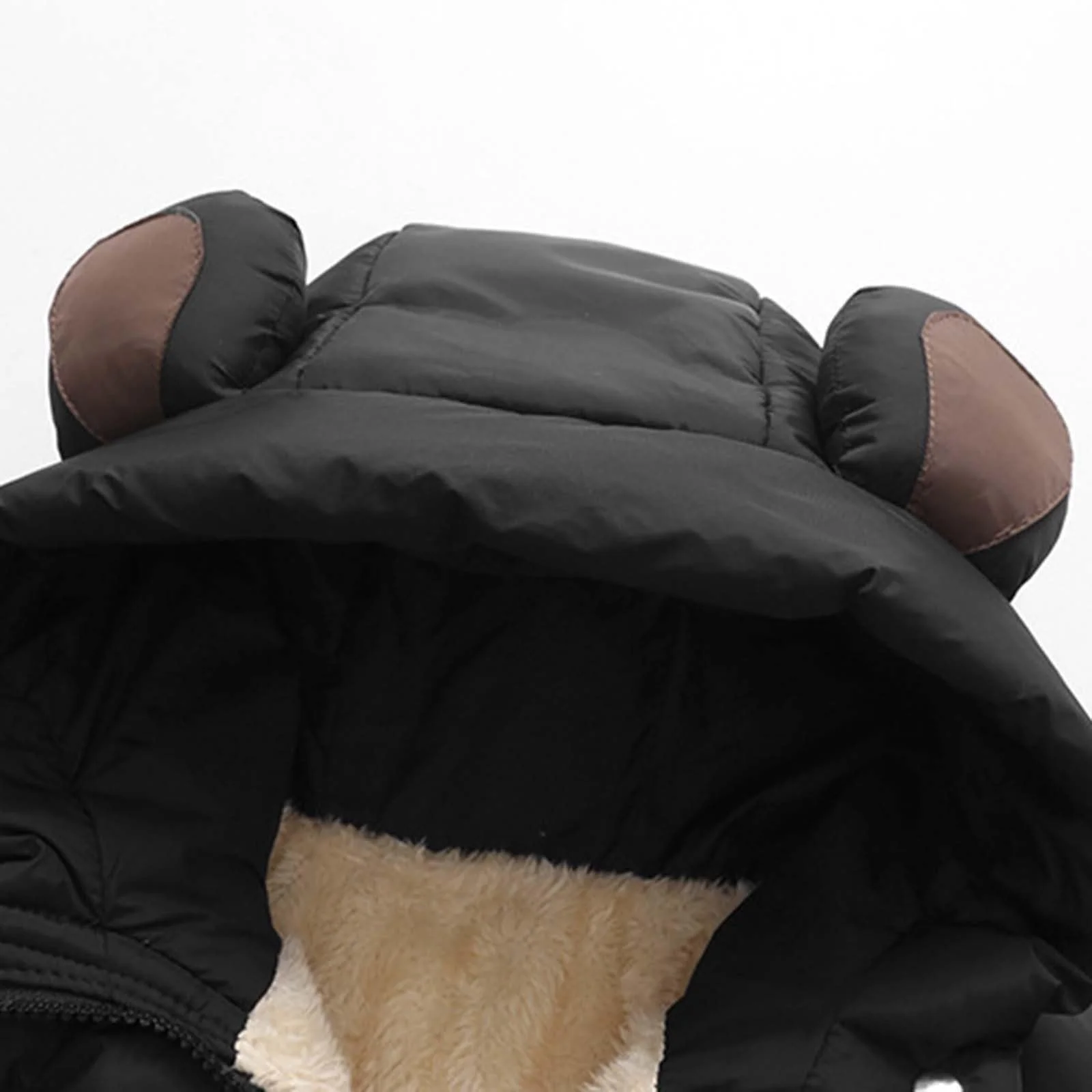 Куртка дитяча зимова однотонна з капюшоном та ведмежими вушками Generisch, фото №7 Куртка дитяча зимова однотонна з капюшоном та ведмежими вушками Generisch, фото №7