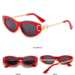 Сонцезахисні окуляри овальні Qinqilanqi-S Retro Жіночі Модні Вінтажні Котяче око 90-х Овальні synthetic.ua - Фото 1