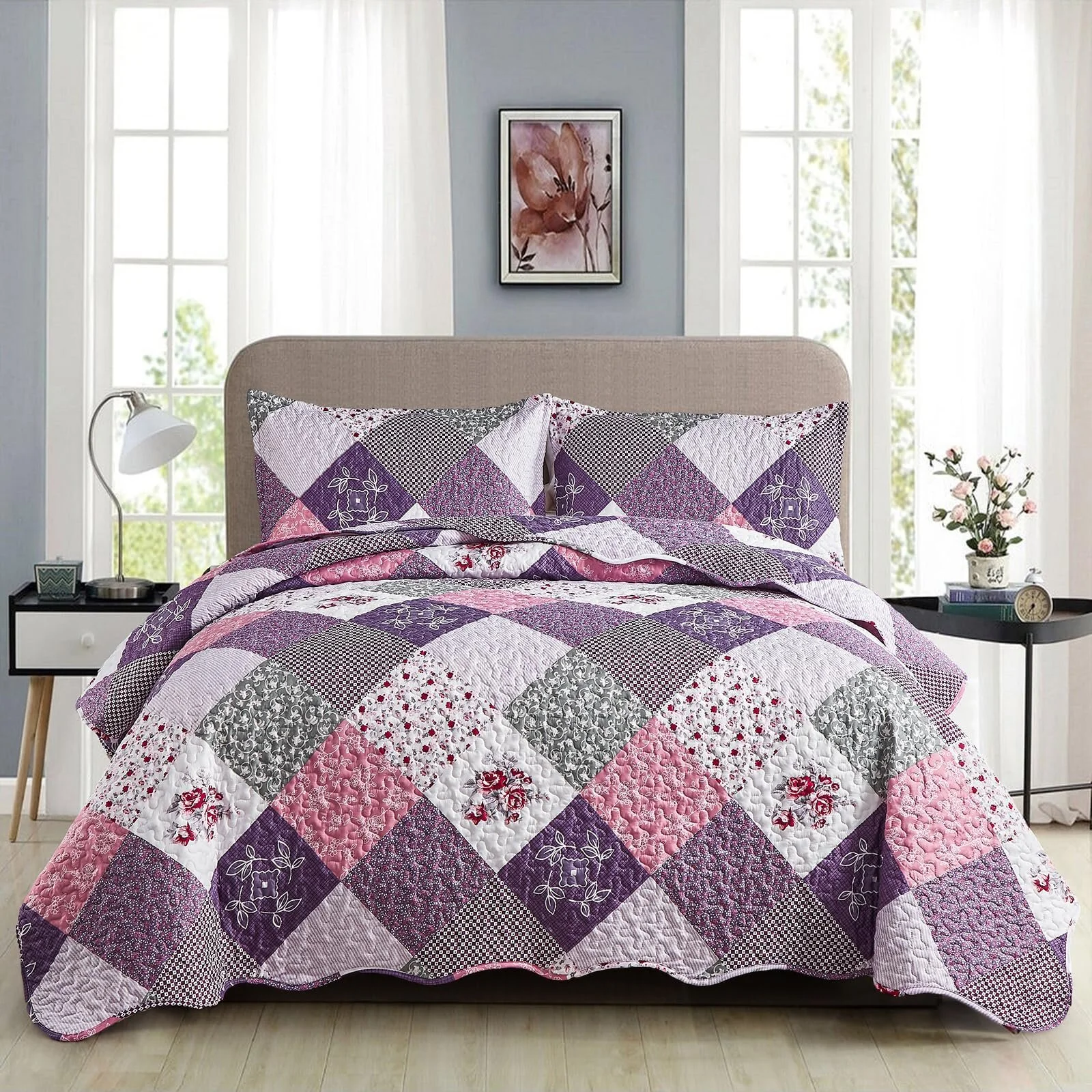 Покривало WONGS BEDDING 240 x 260 см, клаптеве покривало, стьобане, фото №1