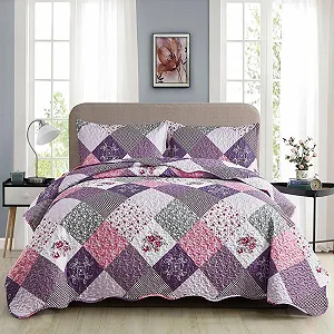 Покривало WONGS BEDDING 240 x 260 см, клаптеве покривало, стьобане - Фото 1