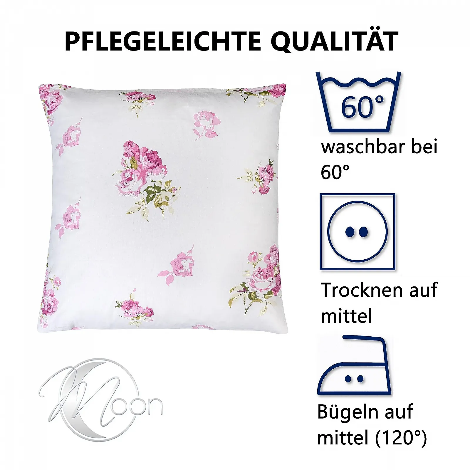 Комплект постельної білизни Moon Rosemarie 135 x 200 / 80 x 80 см 100% бавовна квітковий візерунок, фото №2