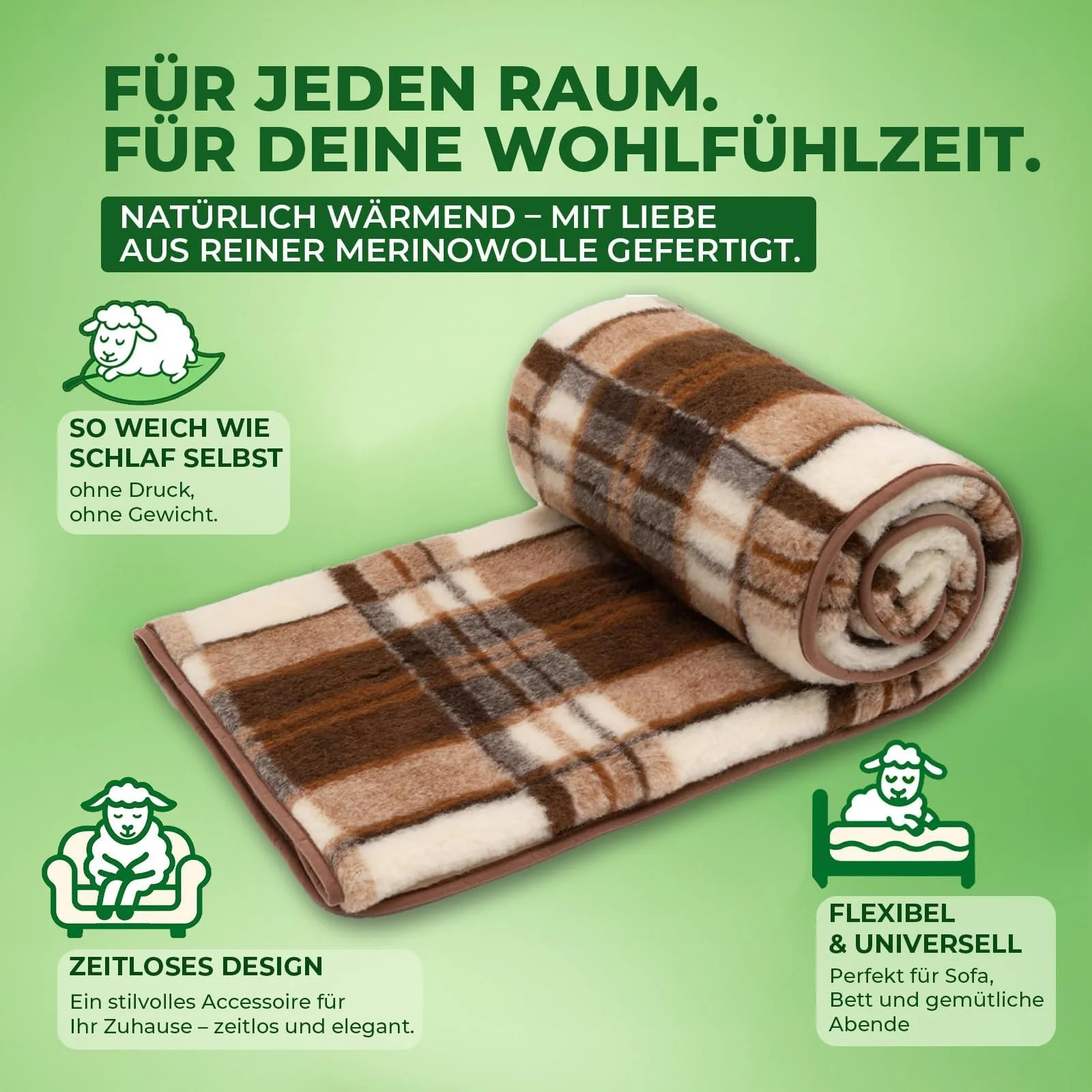 Одеяло Шерстяное Merino, Virgin Wool, 180 x 200 см, Мягкое одеяло из 100% шерсти мериноса, большое и пушистое шерстяное одеяло, фото №7