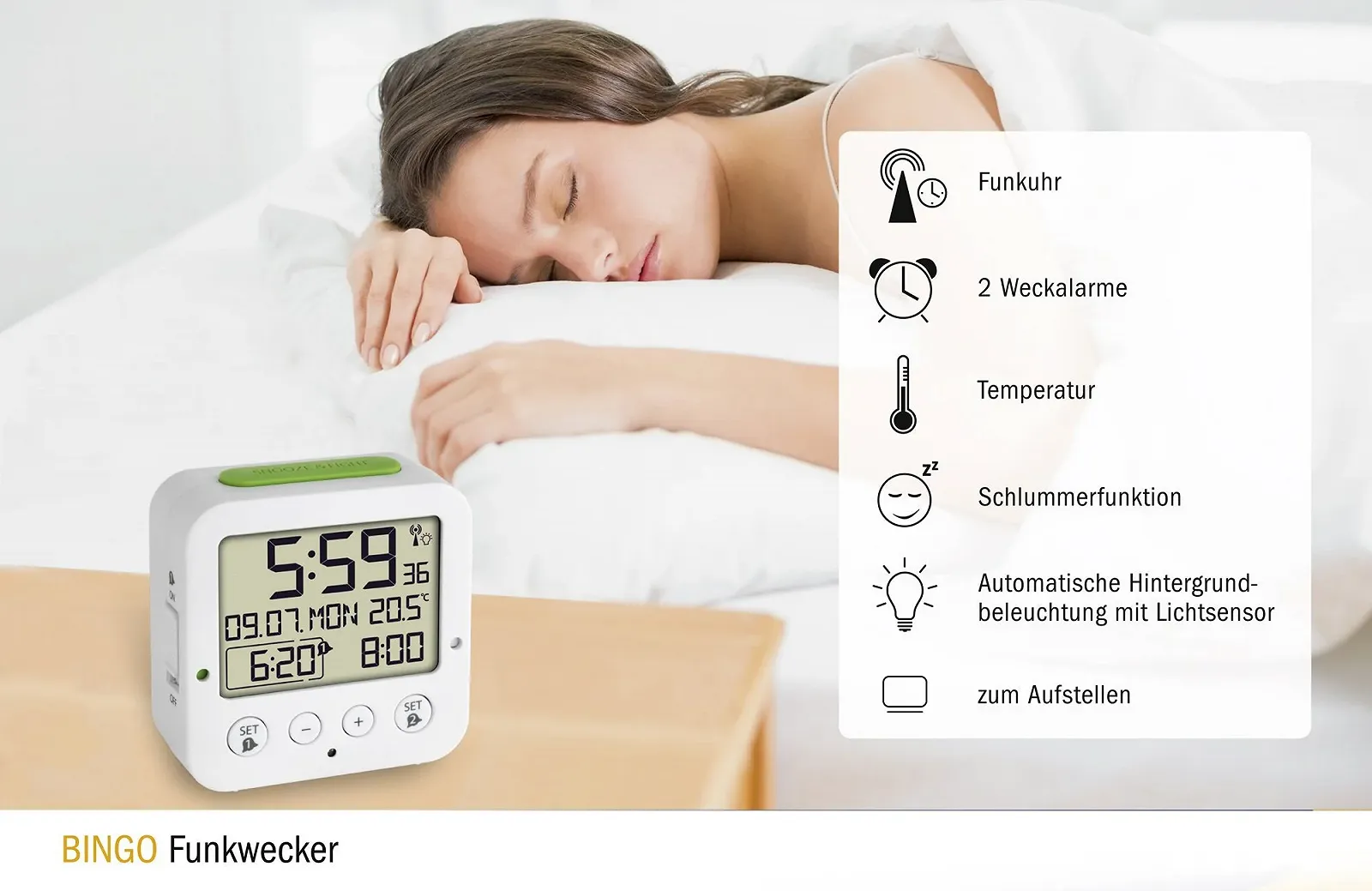 Радіогодинник-будильник TFA Dostmann Bingo 60.2528.01, фото №8