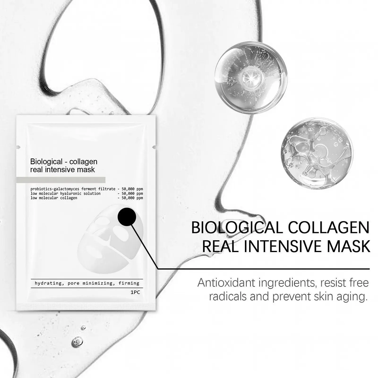 Маска для обличчя Nifora Bio Collagen, 20 шт. Органічна колагенова маска нічна, антивіковий догляд (20 шт.), фото №7