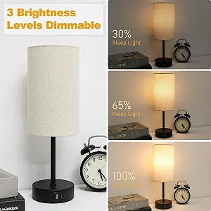 Настільна лампа Touch Dimmable USB A+C Linen Lampshade synthetic.ua - Фото 1