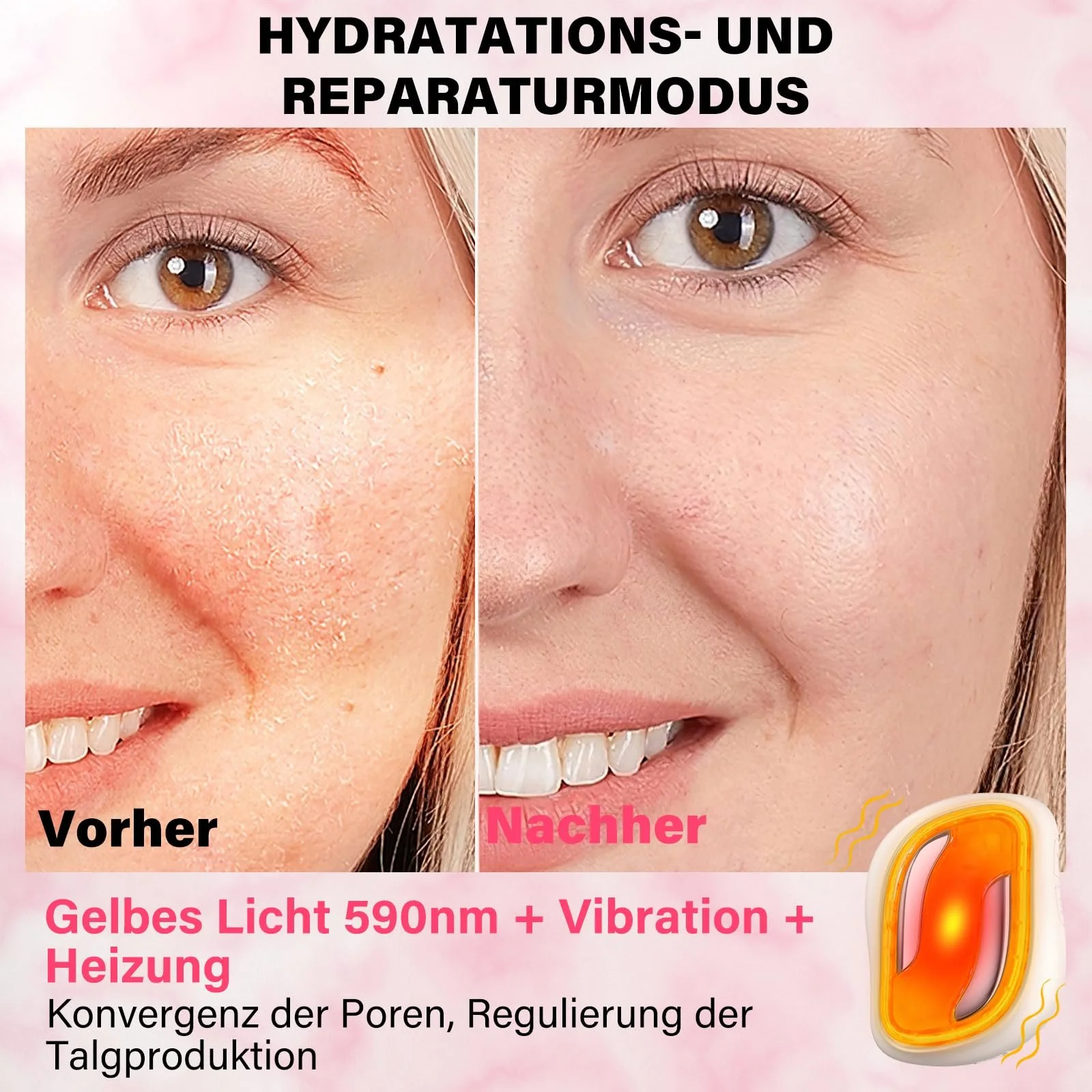 Прибор для массажа лица против морщин EMS с массажными камнями из жадеита, вибрацией и нагревом, RF beauty device, устройство для подтяжки лица со светодиодной красной подсветкой, фото №4