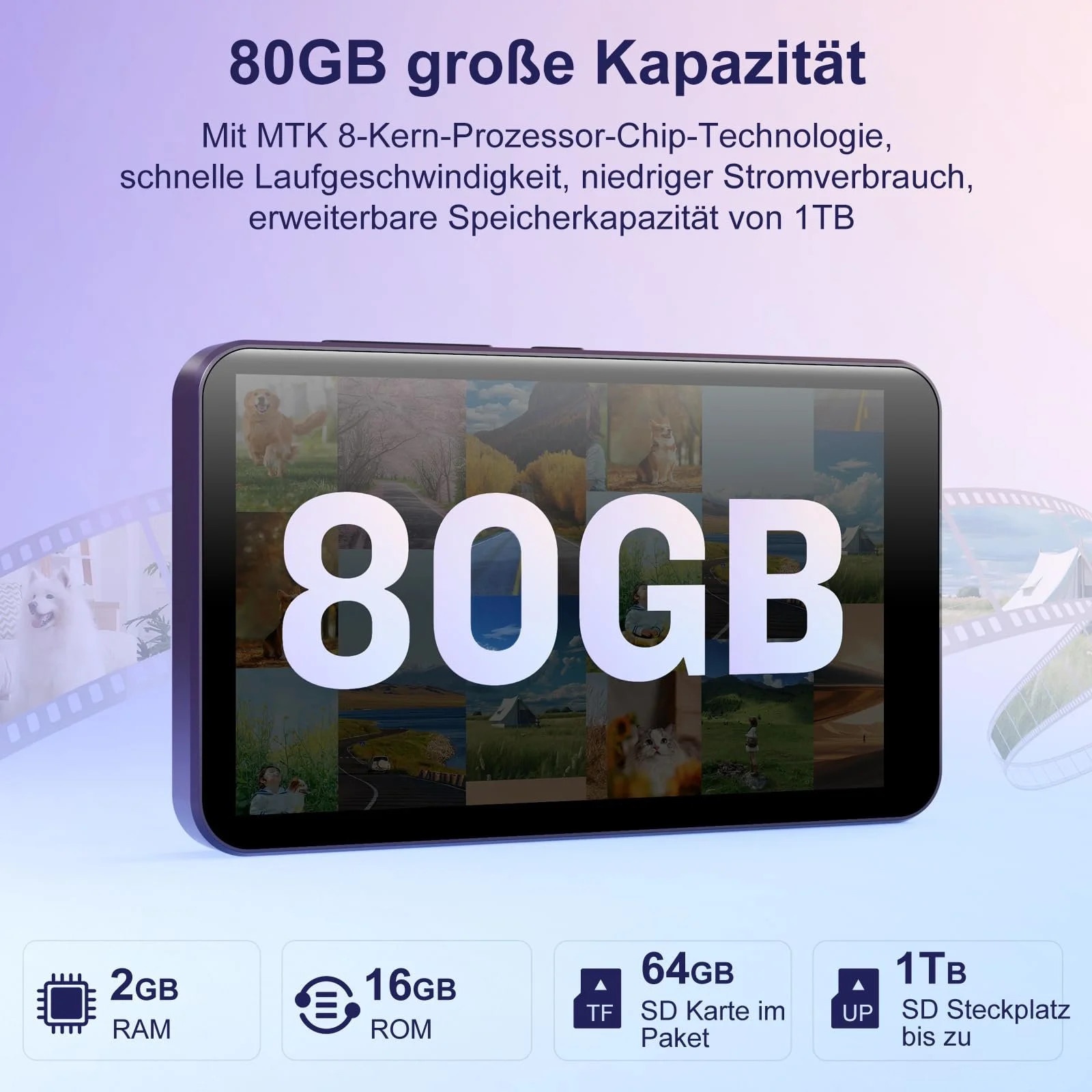 MP3-плеер Fanvace 80GB Фиолетовый, фото №6
