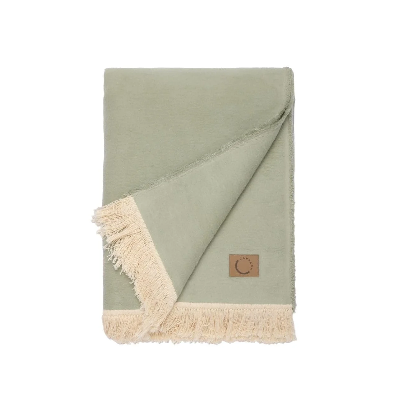 Плед caracda Бавовняний 100% Organic Cotton - Extra Soft & Scratch-Free 150 x 200 см (салатовий з бахромою), фото №1